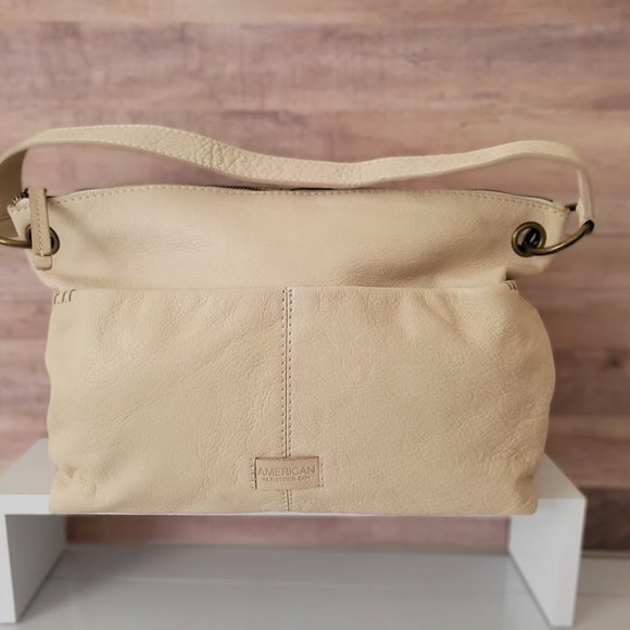 American Leather Co. Davenport Hobo Handbag Stone Smooth Color Medium Size. Meas - Picture 1 of 8